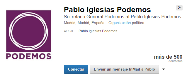 Pablo Iglesias político en LinkedIn