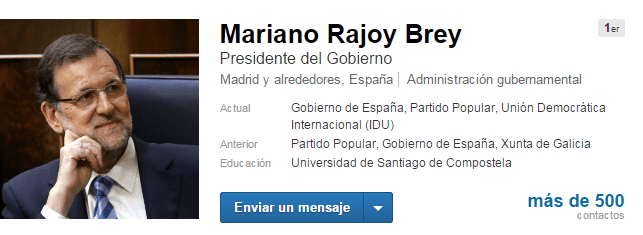 Mariano Rajoy político en Linkedin 