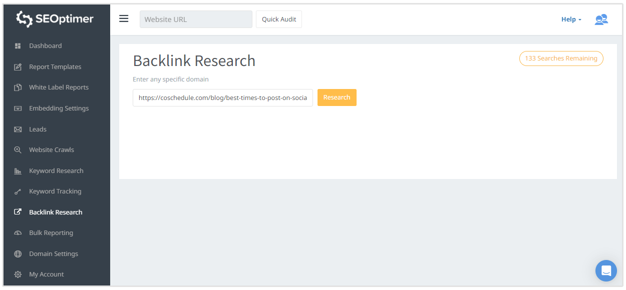 pesquisa de backlink do coschedule